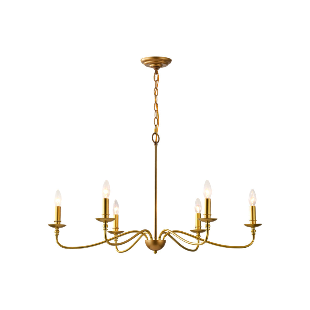 Modern Brass Chandelier Minimalist Candle Light Ceiling Fixture