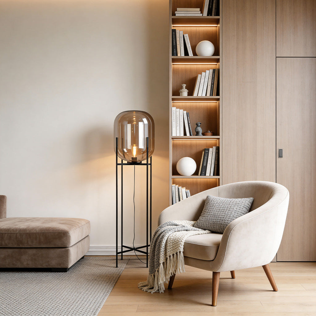 Bubble Glass Floor Lamp Industrial Rods Lighting