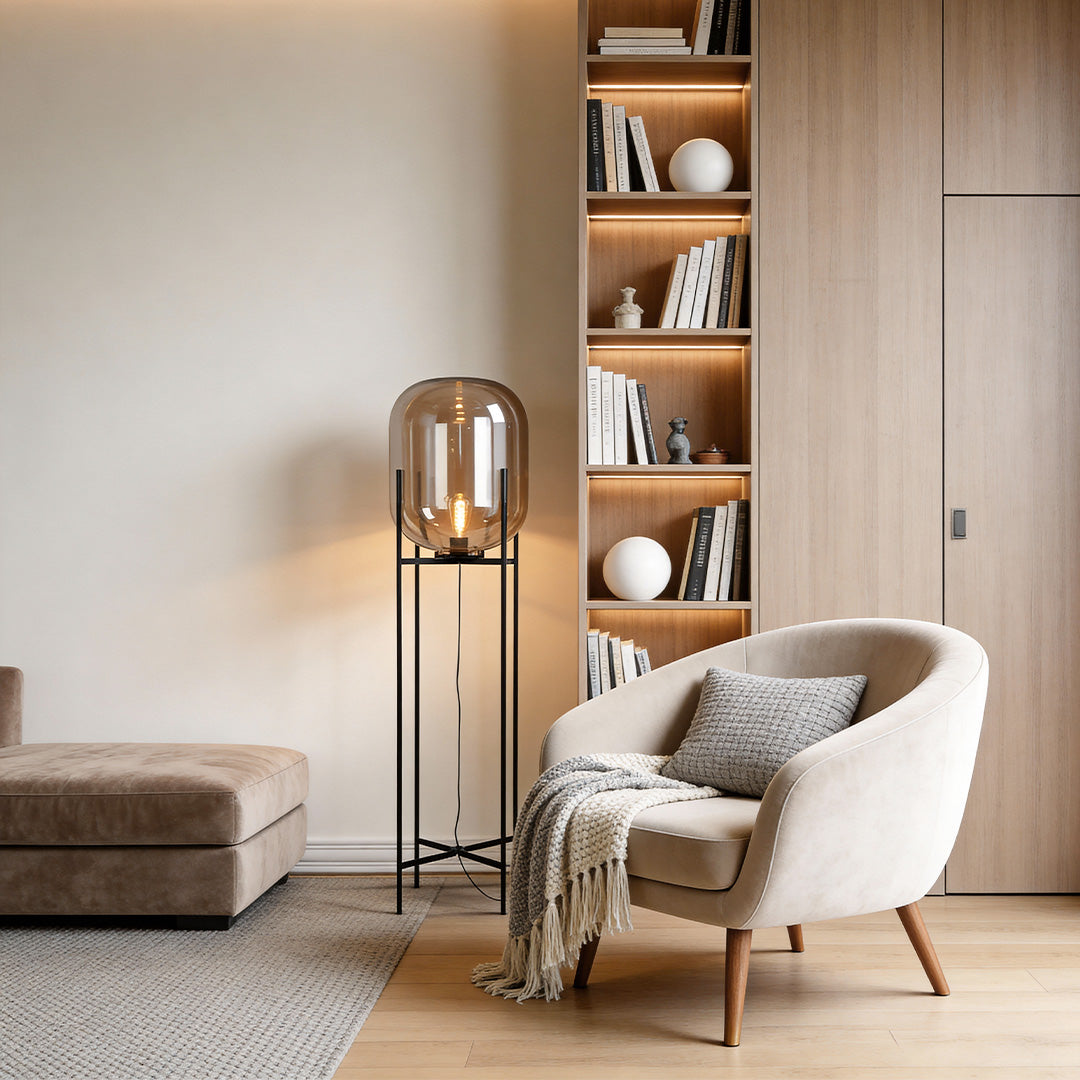 Bubble Glass Floor Lamp Industrial Rods Lighting