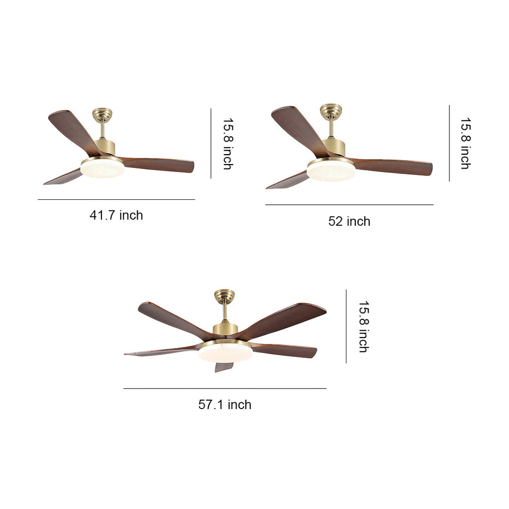 Ceiling Fan with Light Remote Control - Wooden 3-Blade Lamp