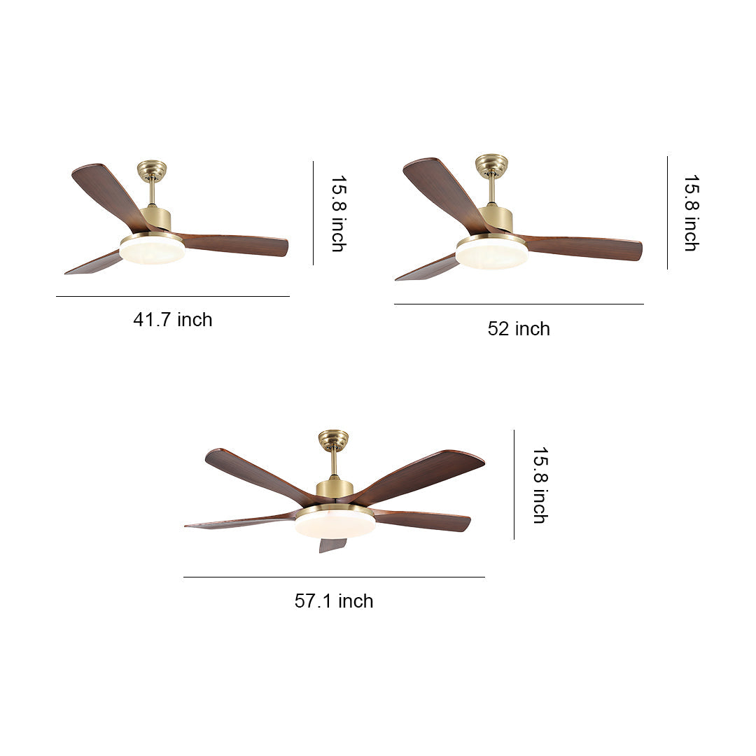 Ceiling Fan with Light Remote Control - Wooden 3-Blade Lamp