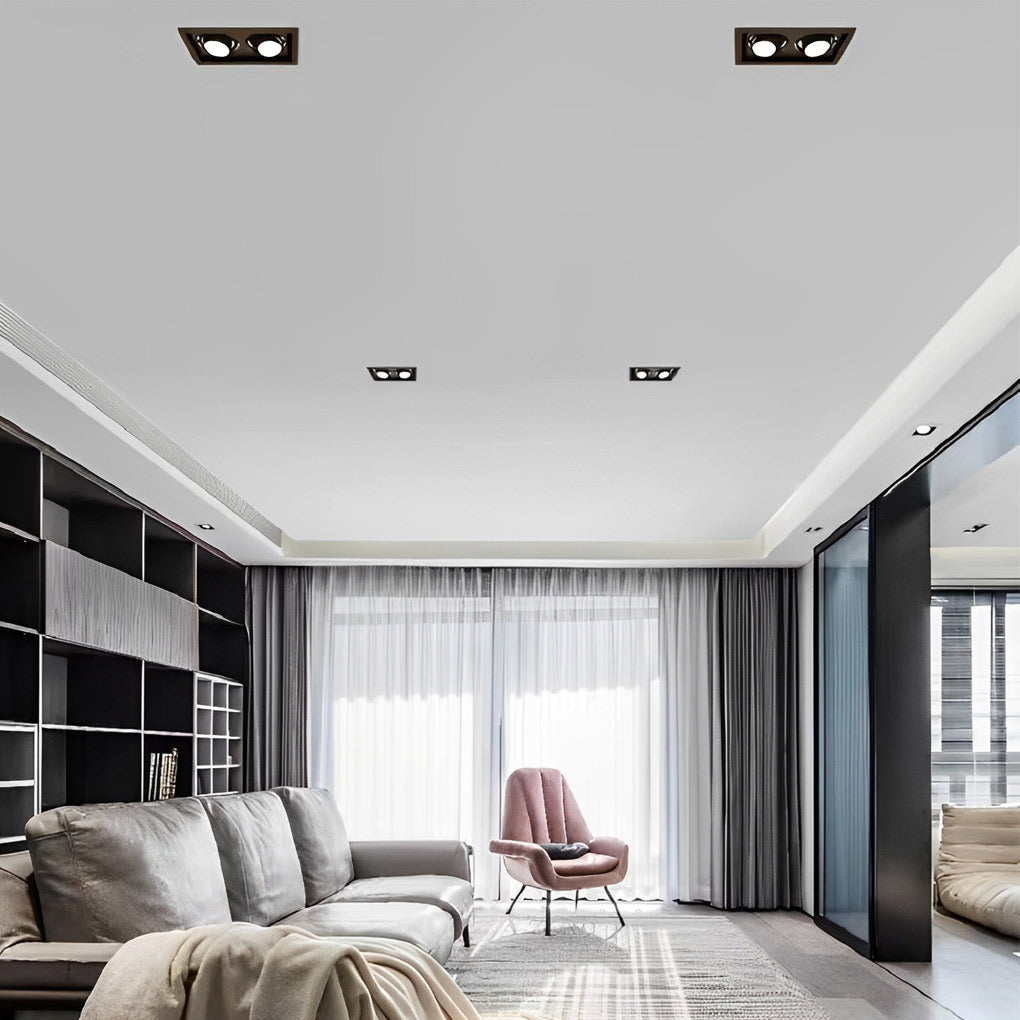 Ceiling Twin Light Adjustable Recessed Spotlight – Modern Rectangular Design