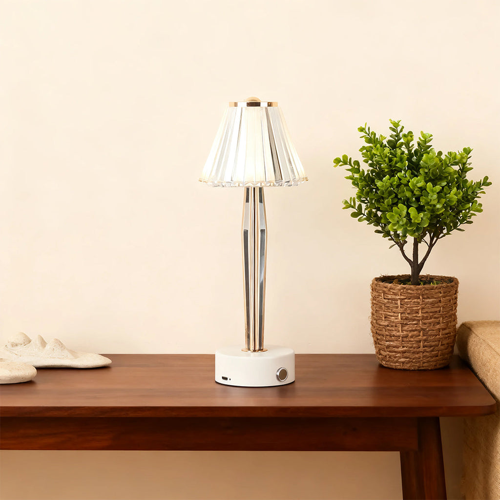 Classic Touch Control Table Lamp - USB Rechargeable Iron Body Acrylic Shade Light