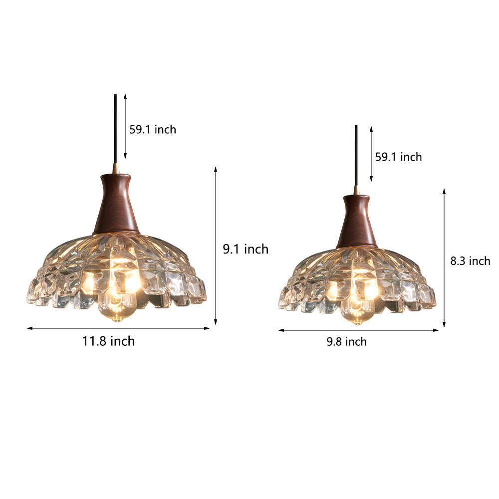 Modern Copper Blossom Pendant Light with Wooden Handle
