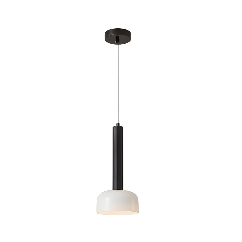 Modern Copper Tube Pendant Light - White Glass Bowl Shade