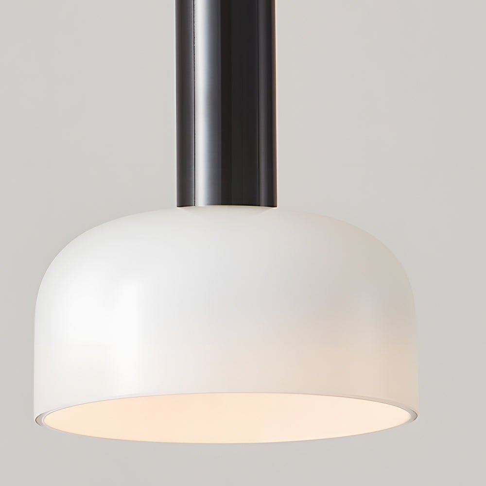 Modern Copper Tube Pendant Light - White Glass Bowl Shade