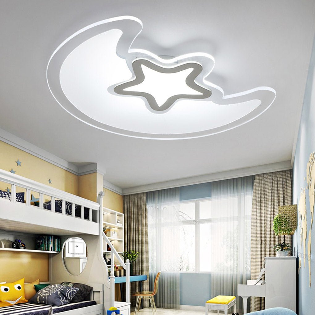 Modern Trichromatic Dimming Moon Star Ceiling Light