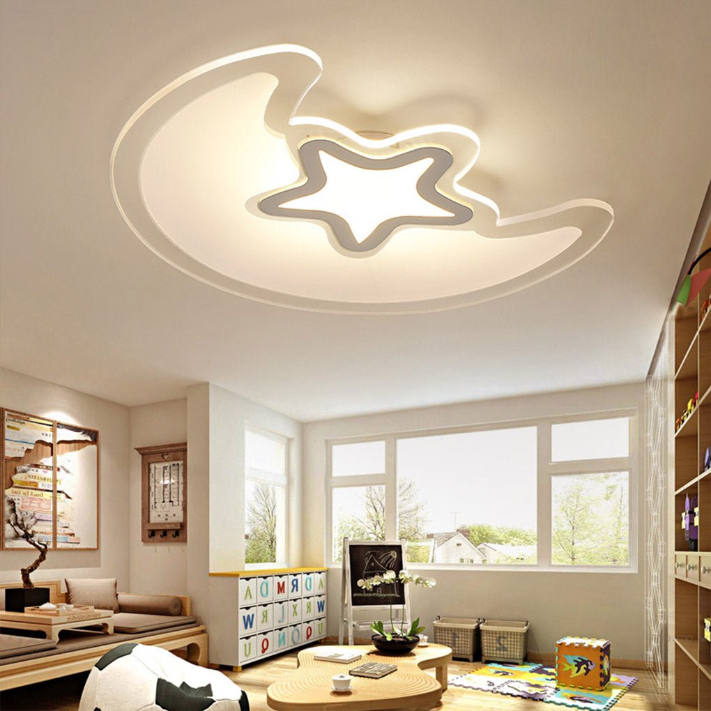 Modern Trichromatic Dimming Moon Star Ceiling Light