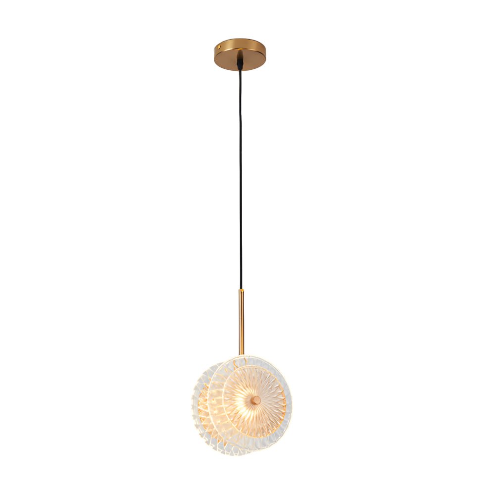 Modern Crystal Glass Disc Pendant Light - LED Hanging Lamp, Round Design, 1-Light Fixture, Contemporary Illumination for Home Decor
