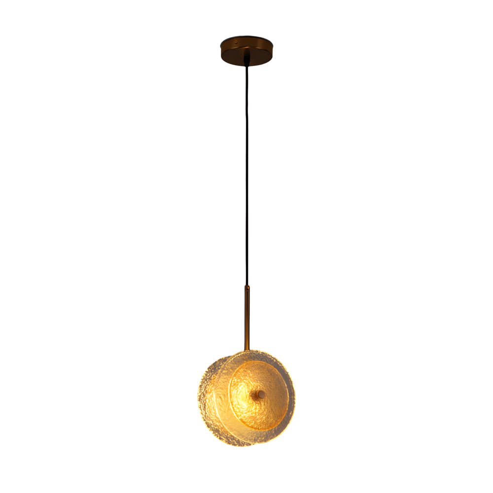 Modern Crystal Glass Disc Pendant Light - LED Hanging Lamp, Round Design, 1-Light Fixture, Contemporary Illumination for Home Decor
