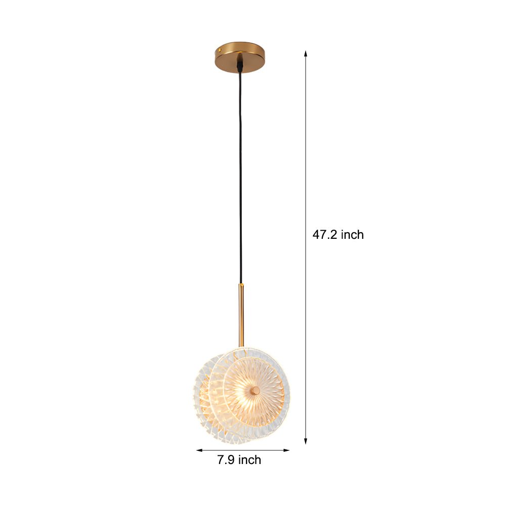 Modern Crystal Glass Disc Pendant Light - LED Hanging Lamp, Round Design, 1-Light Fixture, Contemporary Illumination for Home Decor