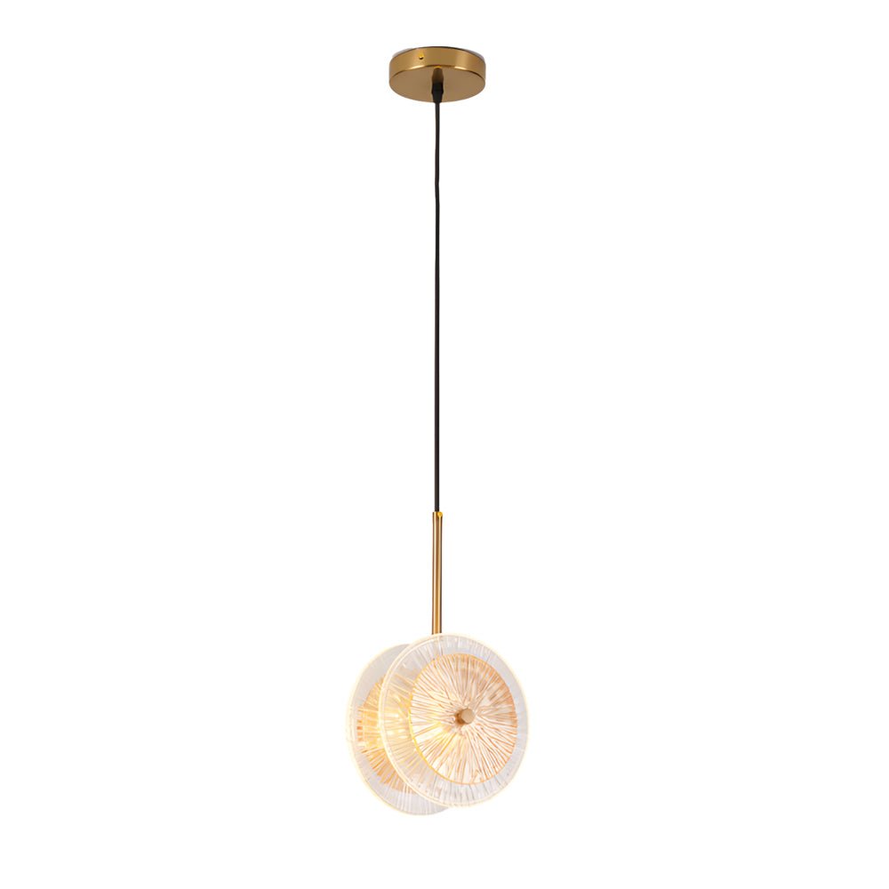 Modern Crystal Glass Disc Pendant Light - LED Hanging Lamp, Round Design, 1-Light Fixture, Contemporary Illumination for Home Decor