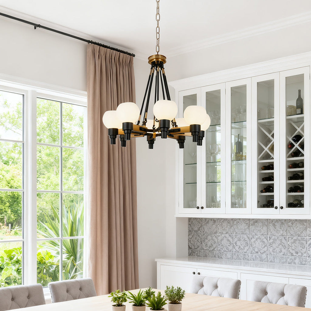 Vintage 8-Light Artistic Bean Globe Chandelier Ceiling Light