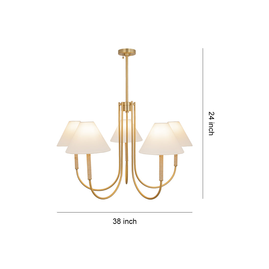 Gold Fabric Cloth Shade Chandelier Ceiling Light