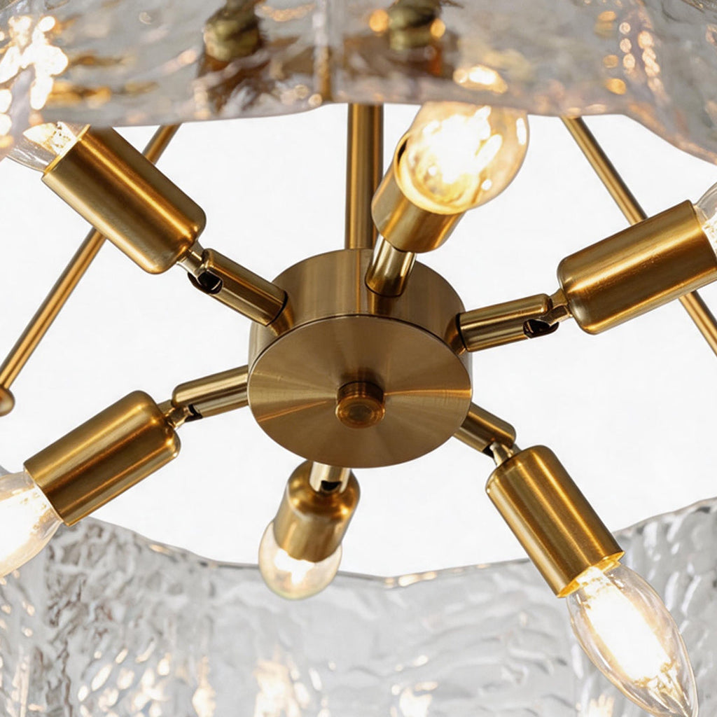 Modern Drum Chandelier Ripple Glass Ceiling Light