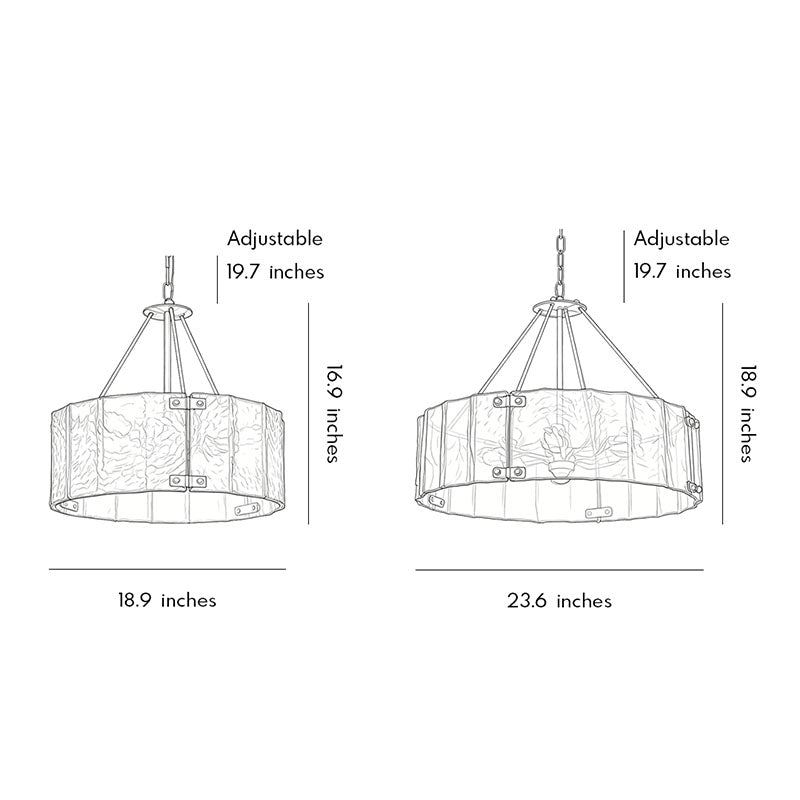 Modern Drum Chandelier Ripple Glass Ceiling Light