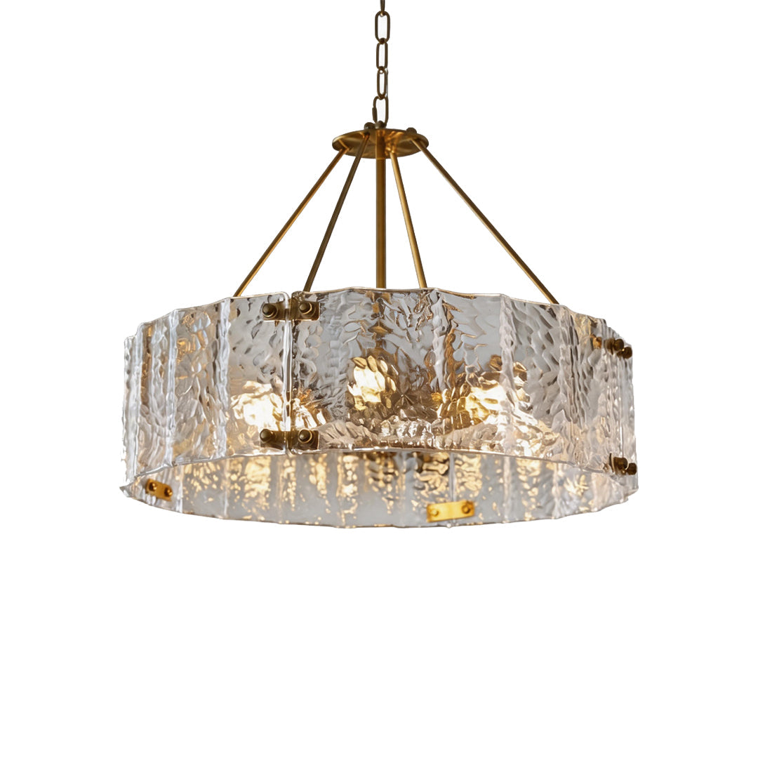 Modern Drum Chandelier Ripple Glass Ceiling Light