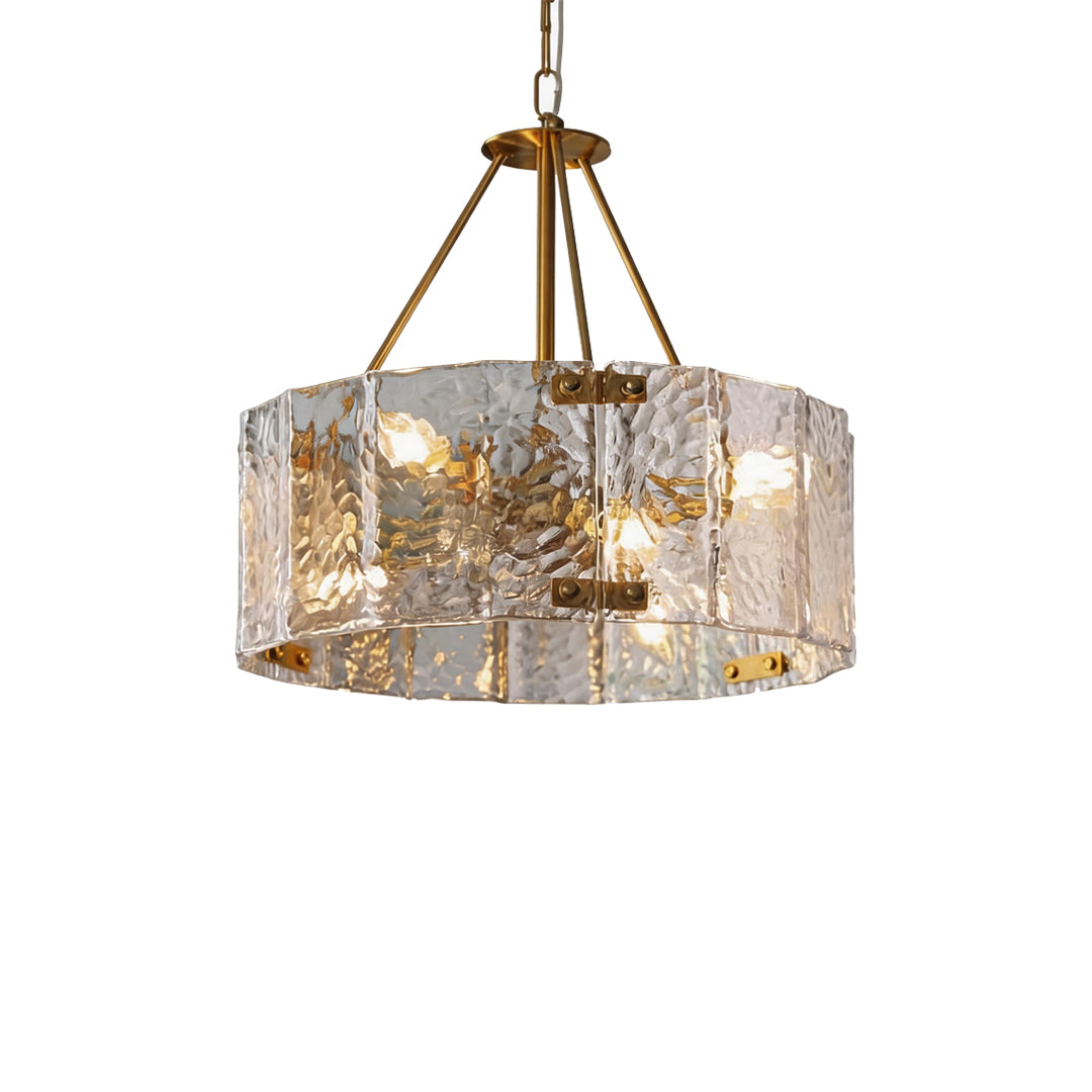 Modern Drum Chandelier Ripple Glass Ceiling Light