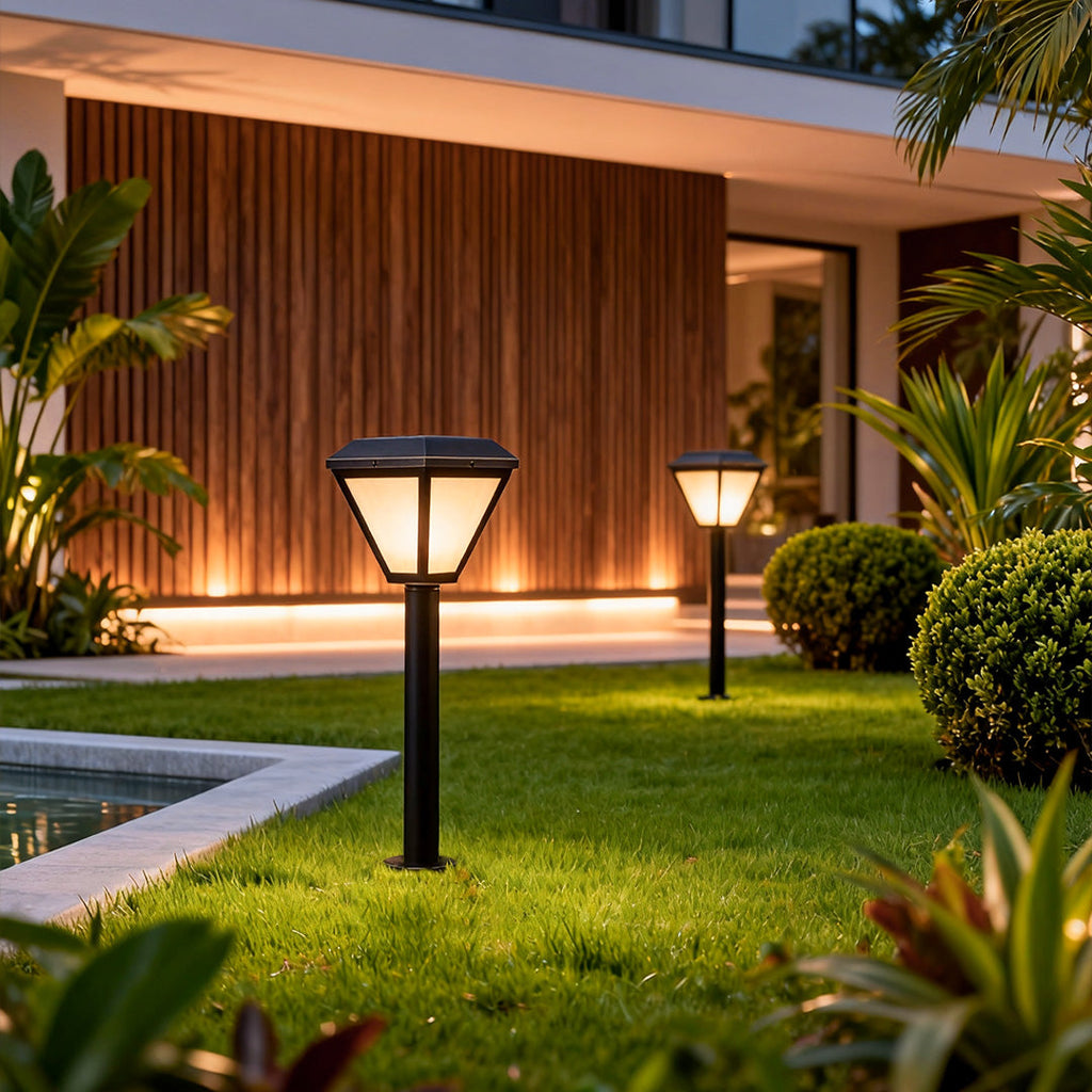 Solar LED Bollard Path Lights - Outdoor Landscape Lighting Stake for Driveways and Gardens