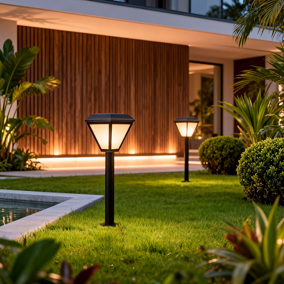 Solar LED Bollard Path Lights - Outdoor Landscape Lighting Stake for Driveways and Gardens