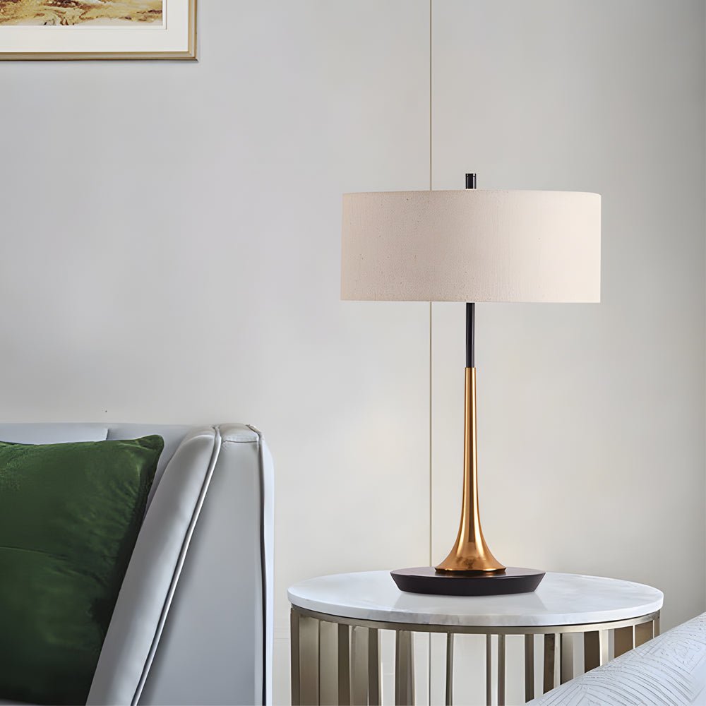 Elegant Modern Fabric Table Lamp with Metal Base and LED Bulb - Stylish Home Lighting
