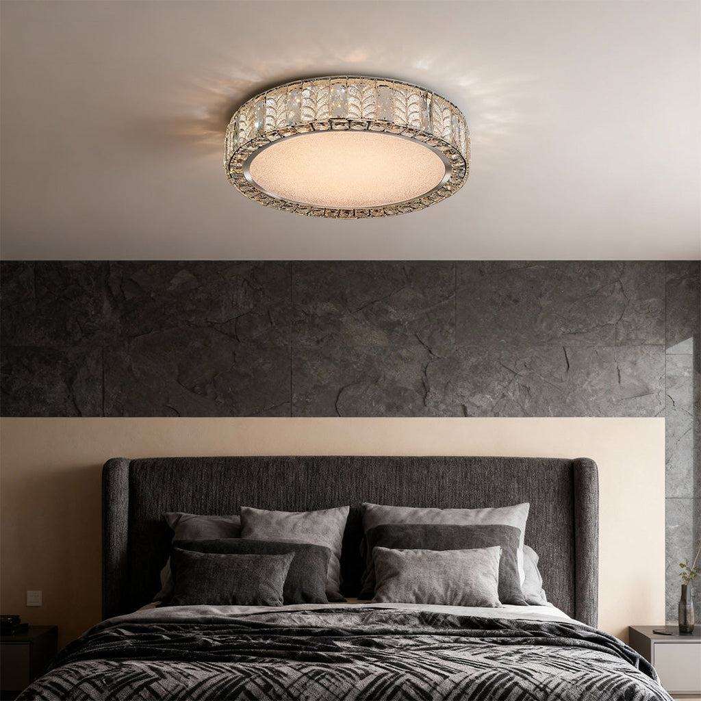 Modern Gold Flush Mount LED Round Crystal Light