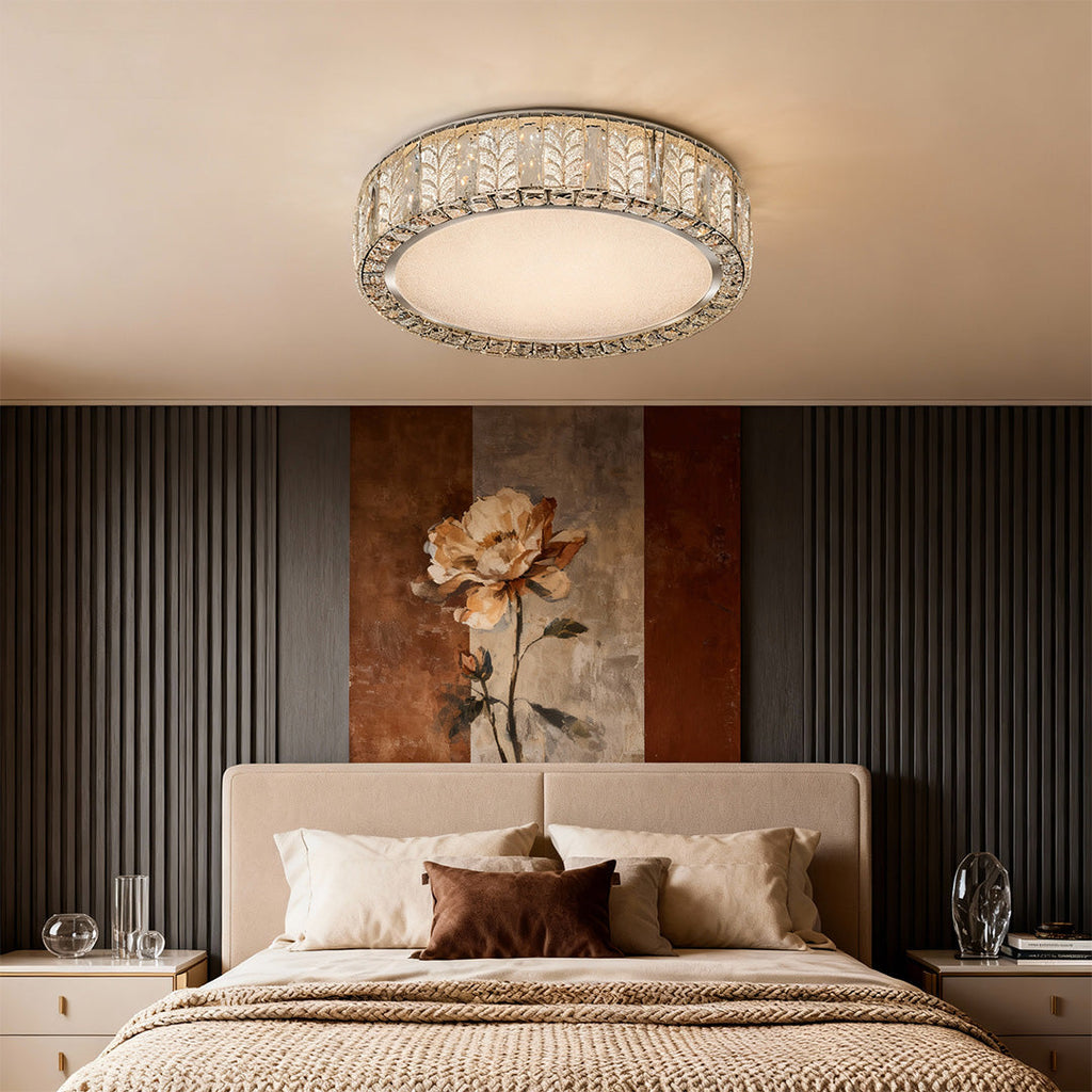Modern Gold Flush Mount LED Round Crystal Light