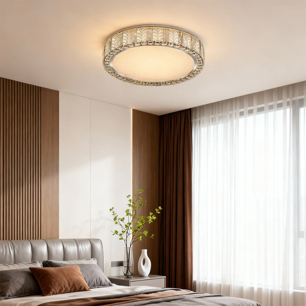 Modern Gold Flush Mount LED Round Crystal Light