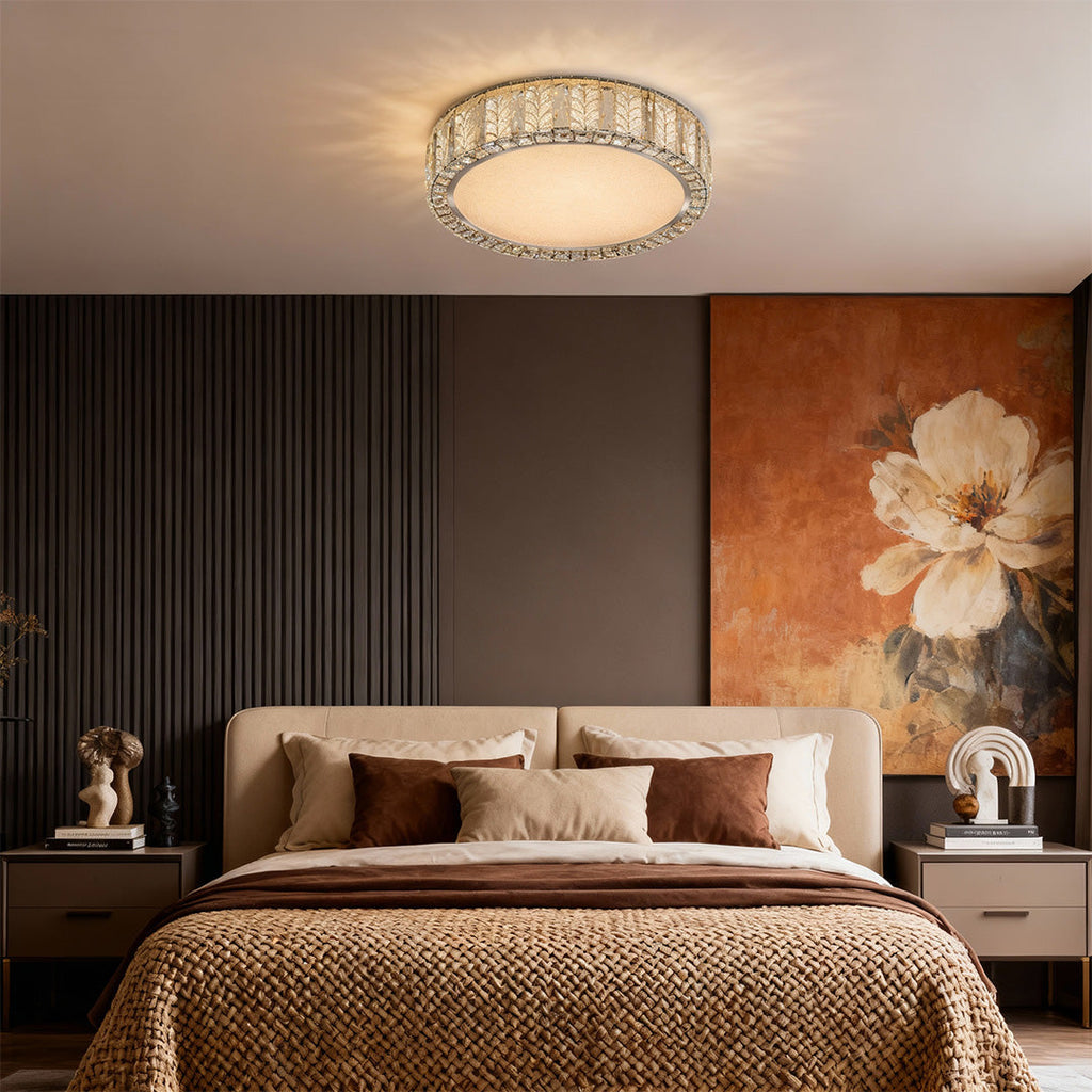Modern Gold Flush Mount LED Round Crystal Light