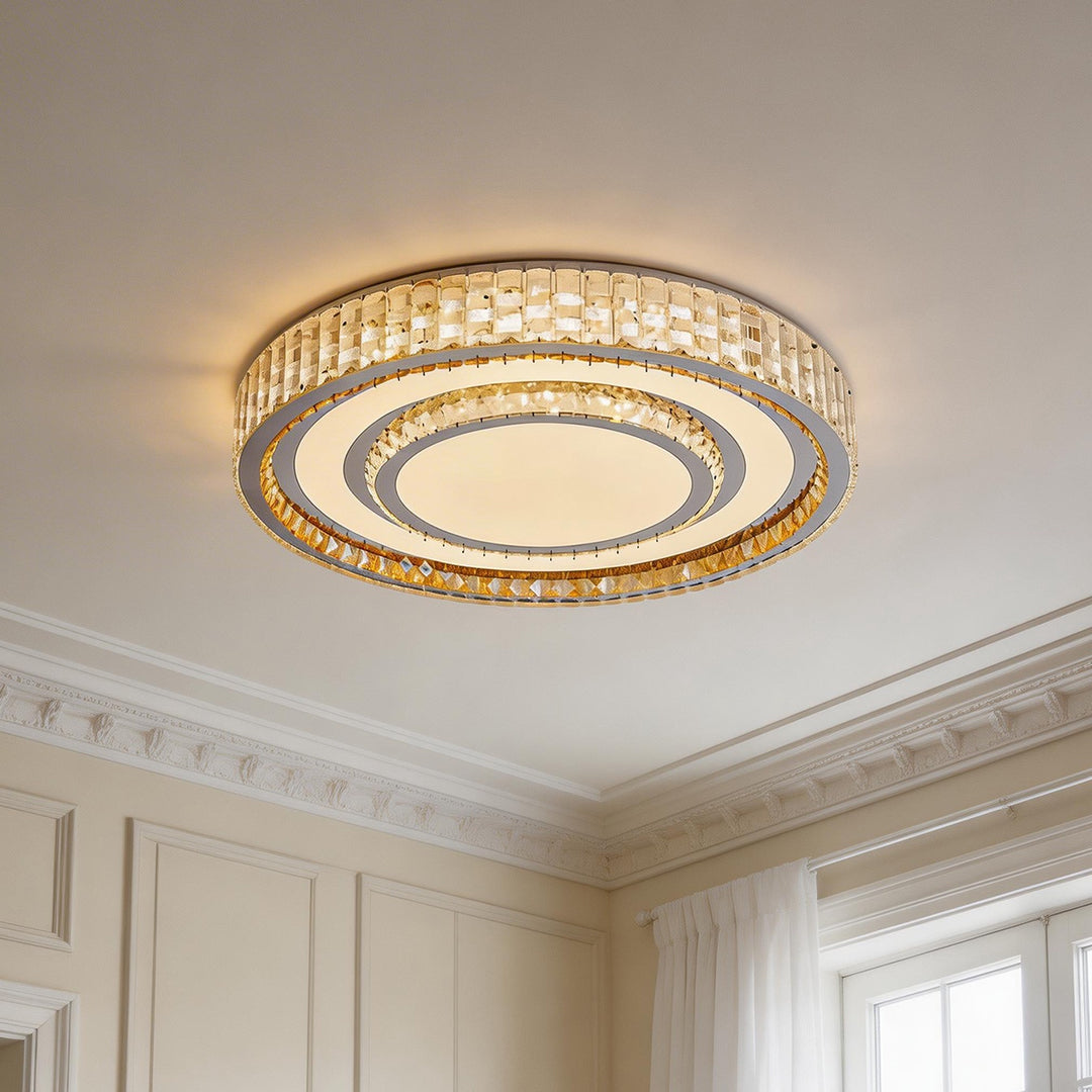 Modern Luxury Crystal Flush Mount LED Light Fixture