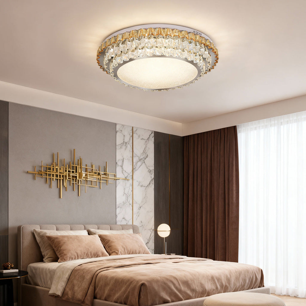 Modern Crystal Flush Mount Light - Eye-Protecting LED Ceiling Fixture
