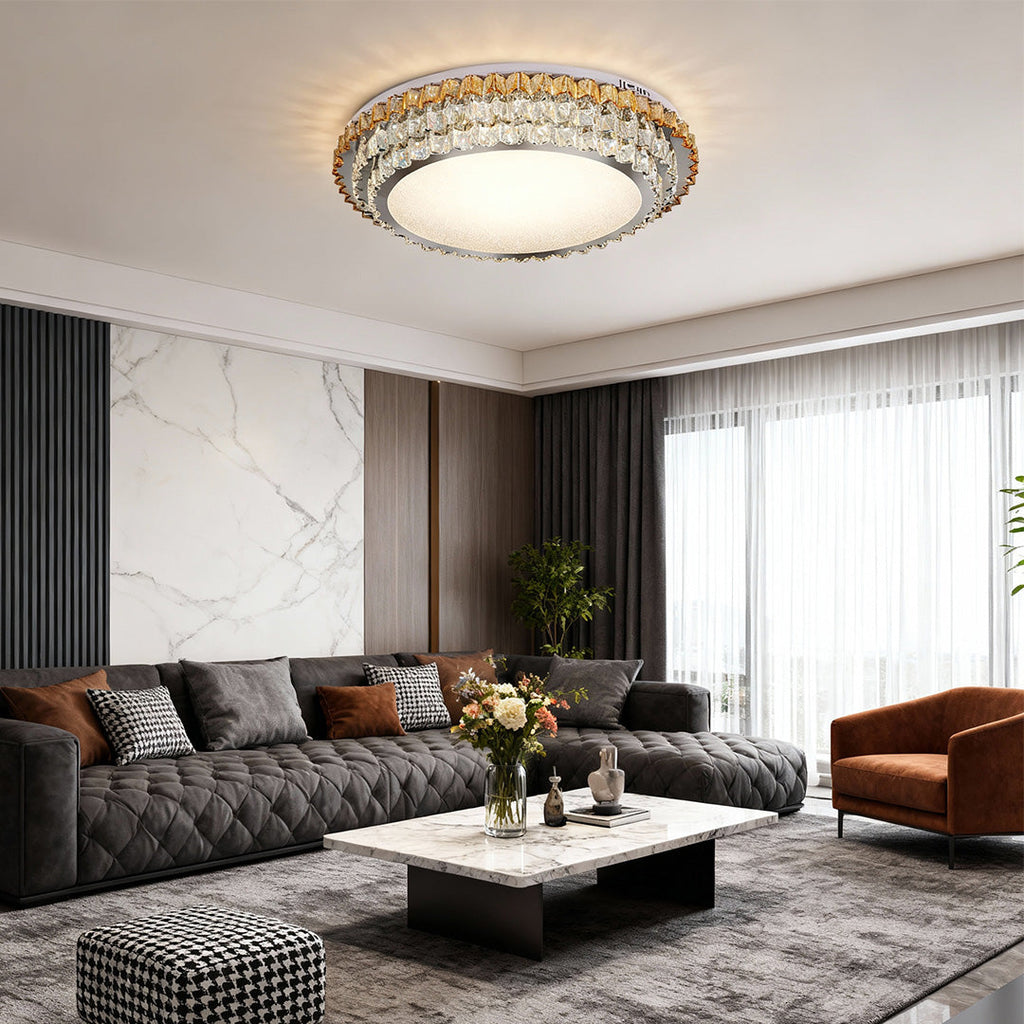 Modern Crystal Flush Mount Light - Eye-Protecting LED Ceiling Fixture