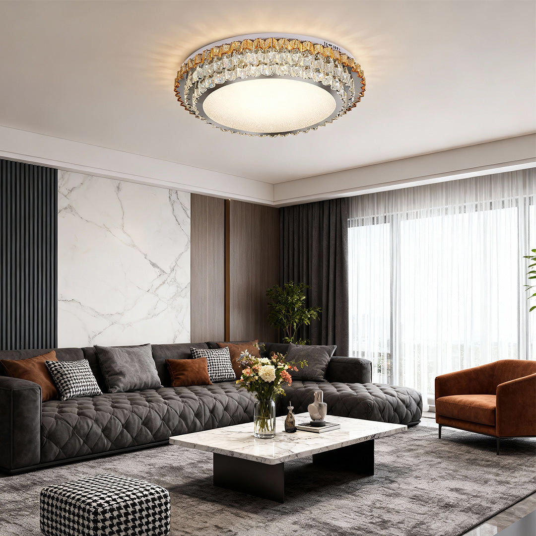 Modern Crystal Flush Mount Light - Eye-Protecting LED Ceiling Fixture