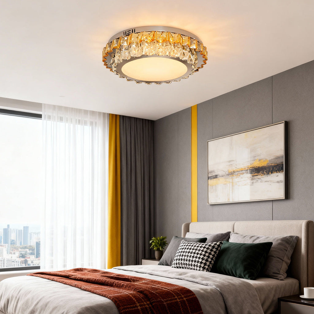 Modern Crystal Flush Mount Light - Eye-Protecting LED Ceiling Fixture
