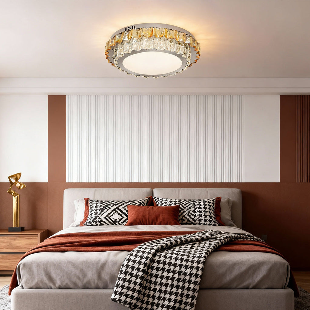 Modern Crystal Flush Mount Light - Eye-Protecting LED Ceiling Fixture