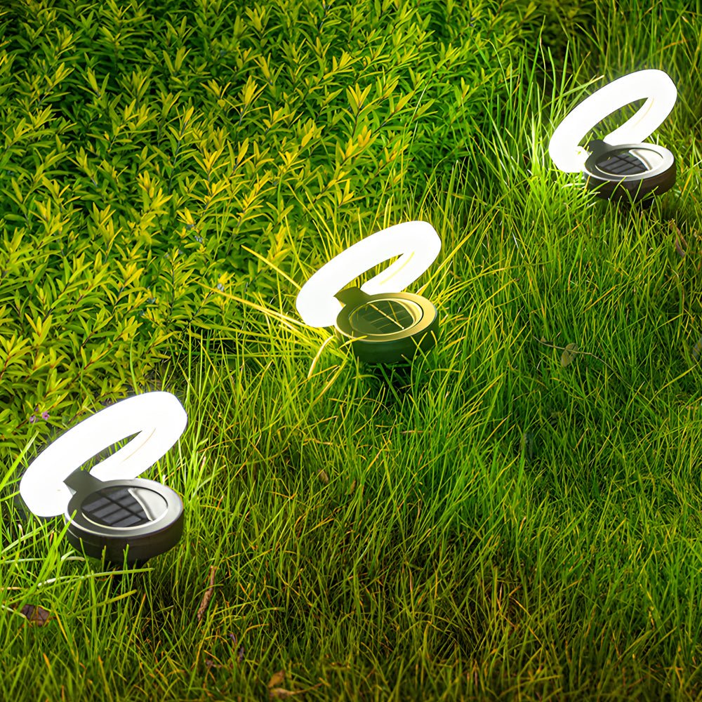 Modern Foldable Solar Deck Lights - 4Pcs Round Outdoor Disk Lighting Set