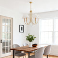 Gold Fabric Cloth Shade Chandelier Ceiling Light