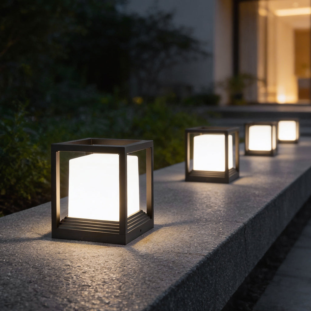 Minimalist Square Waterproof LED Garden Pedestal Light