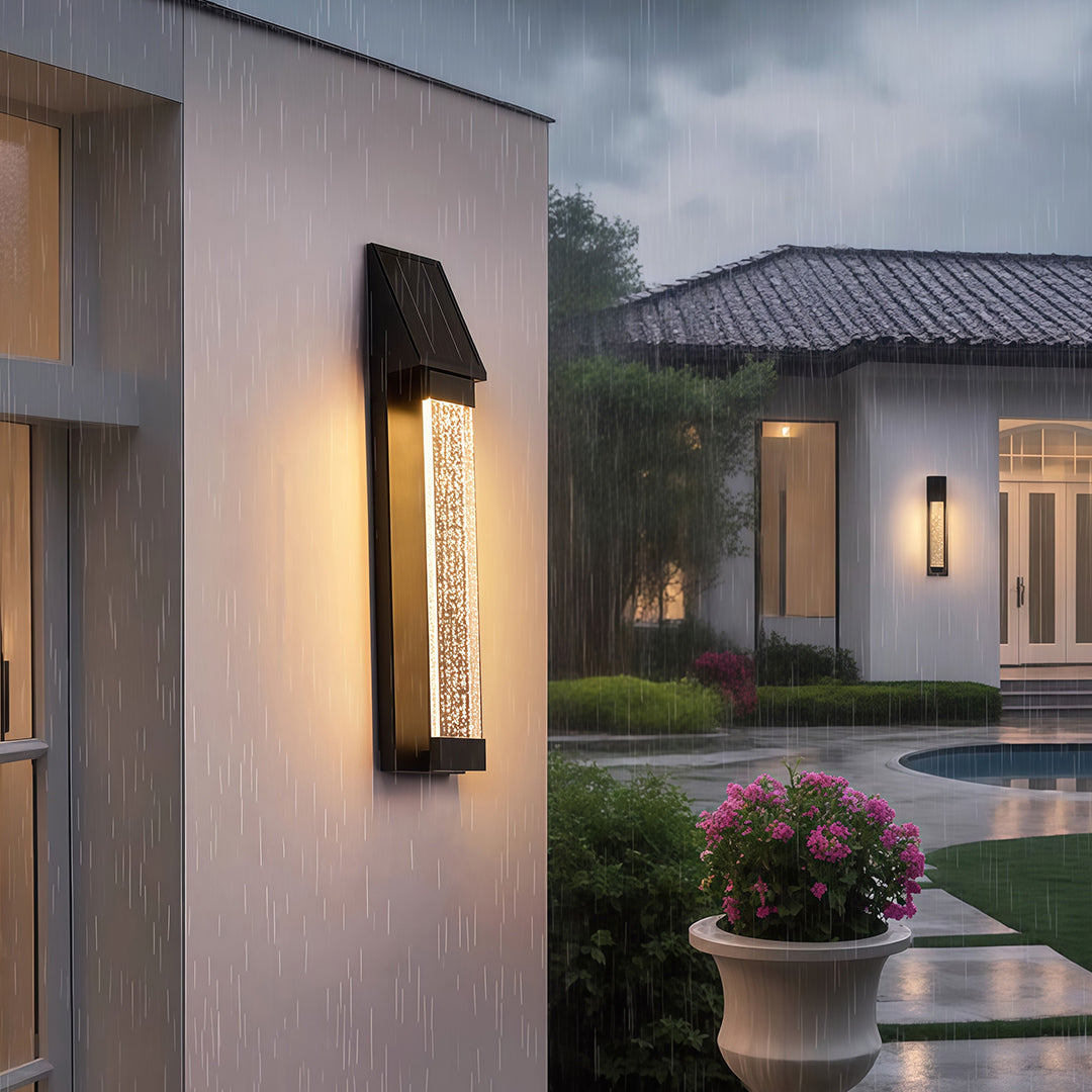 Black Waterproof Solar Outdoor Sconce Light – Energy Efficient Garden Fixture