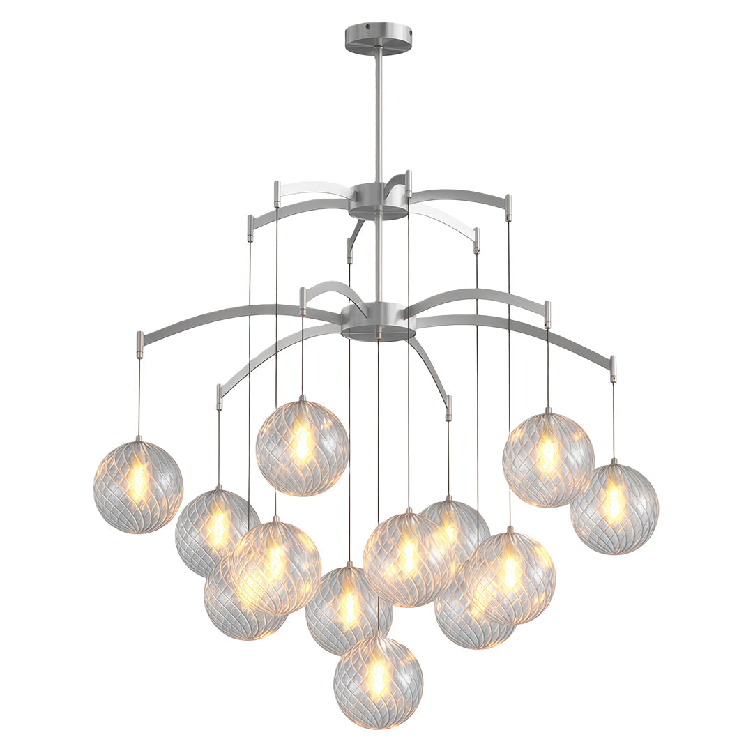 Modern Glass Ball Chandelier - Full Copper Ceiling Light