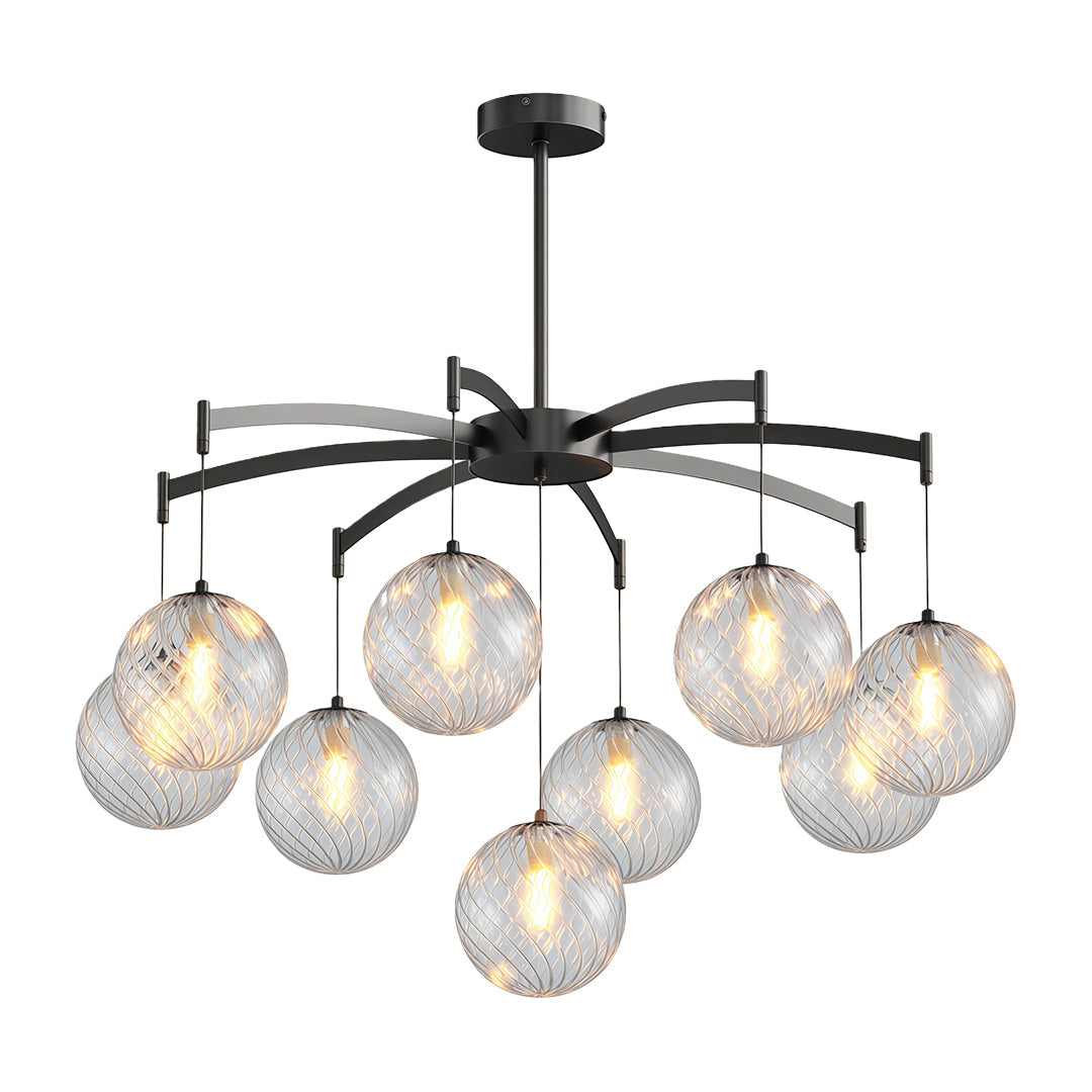 Modern Glass Ball Chandelier - Full Copper Ceiling Light