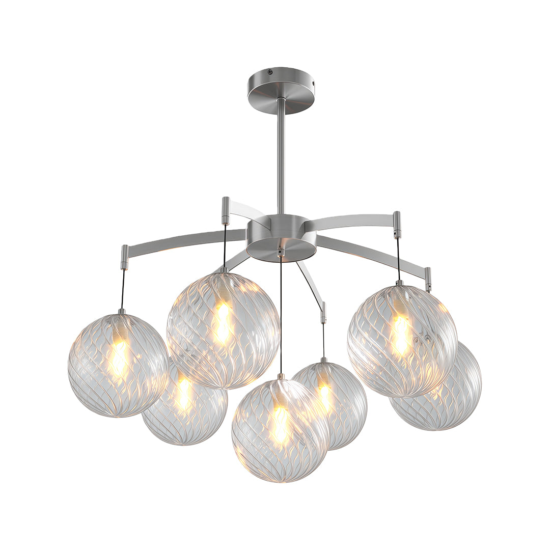 Modern Glass Ball Chandelier - Full Copper Ceiling Light