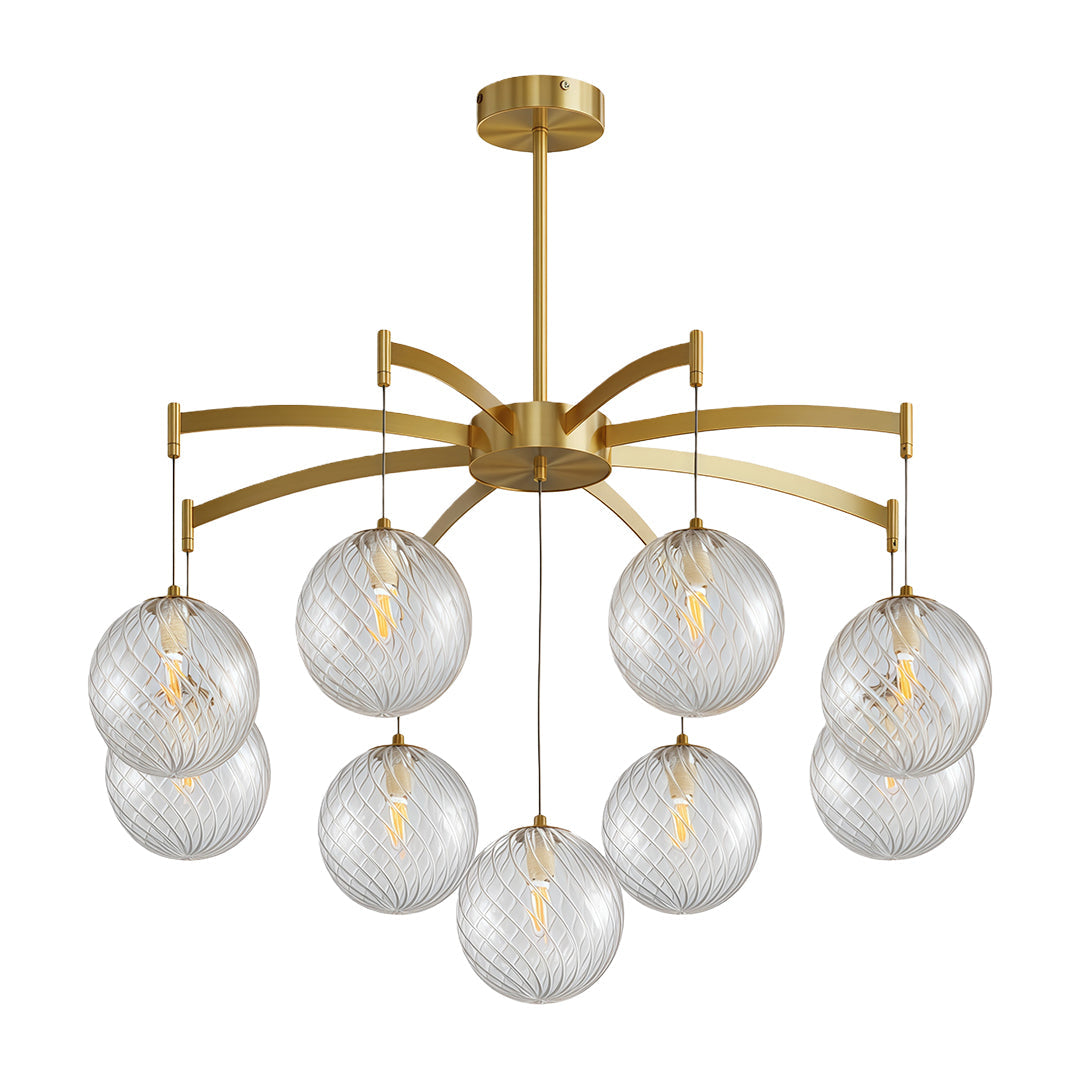 Modern Glass Ball Chandelier - Full Copper Ceiling Light