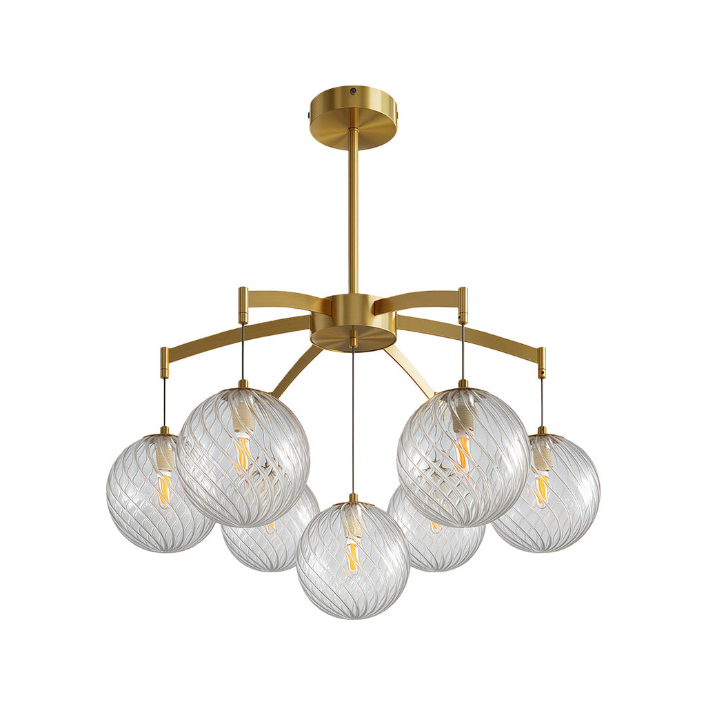 Modern Glass Ball Chandelier - Full Copper Ceiling Light