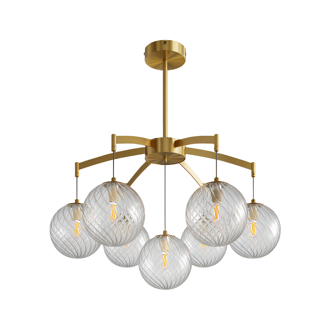 Modern Glass Ball Chandelier - Full Copper Ceiling Light