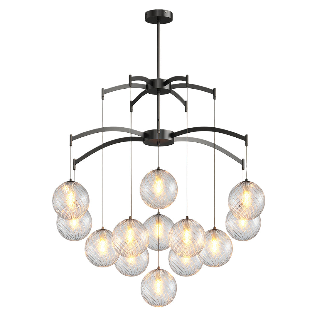 Modern Glass Ball Chandelier - Full Copper Ceiling Light