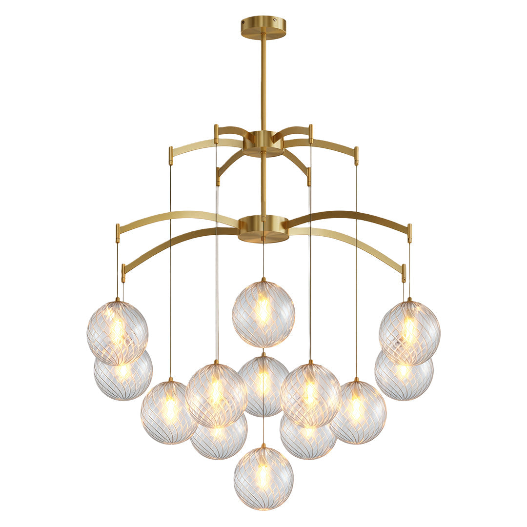 Modern Glass Ball Chandelier - Full Copper Ceiling Light