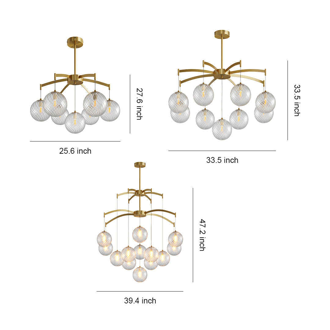 Modern Glass Ball Chandelier - Full Copper Ceiling Light