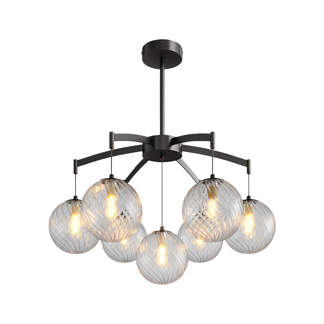 Modern Glass Ball Chandelier - Full Copper Ceiling Light