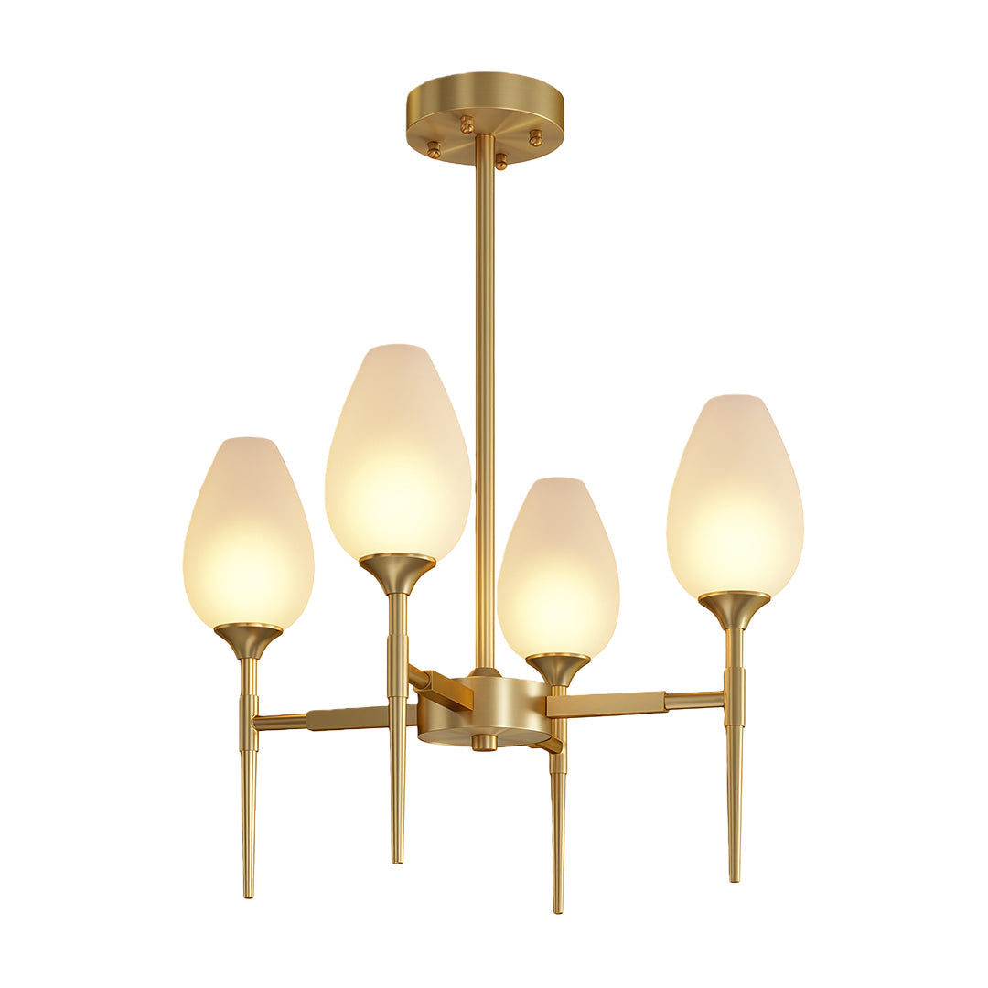 Modern Brass Glass Chandelier Luxury Ceiling Light Minimalist Design